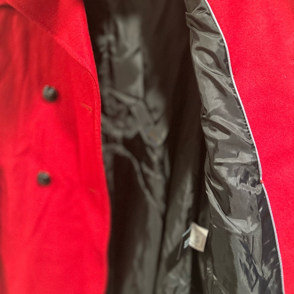 Via Spiga Wool Double Breasted Skirted Trench Coat in Bold Red Pleated Size 12 - Picture 9 of 16